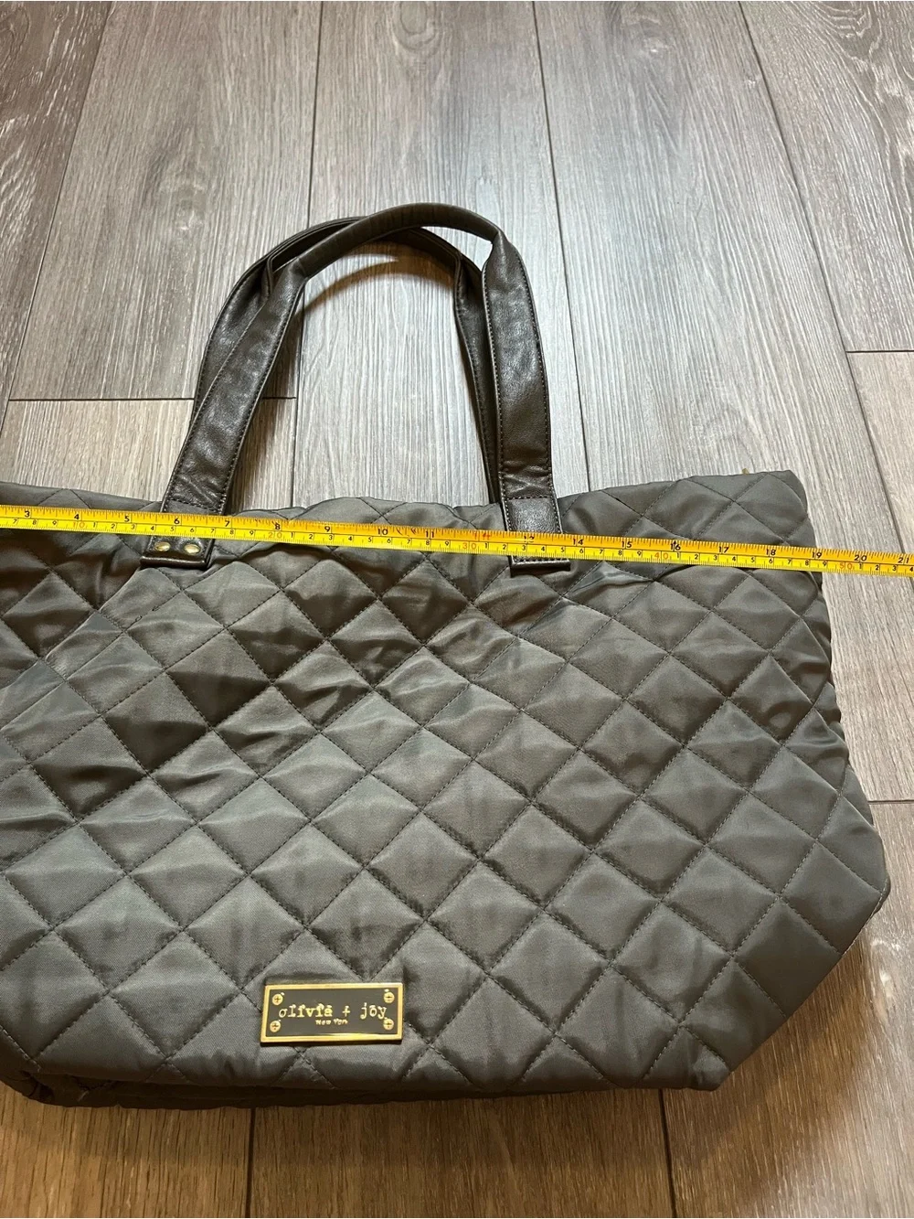 Olivia + Joy olive green quilted Tote Bag